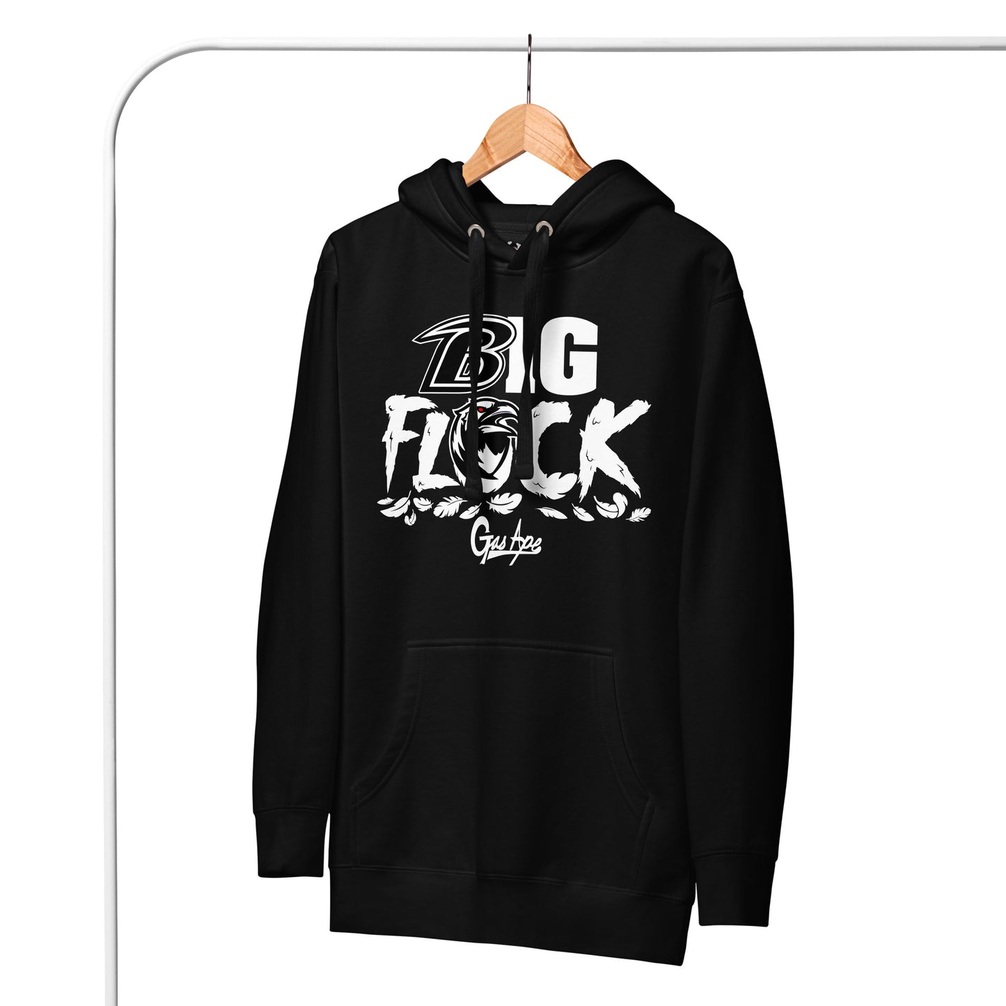 Black and White Big Flock GasApe Hoodie